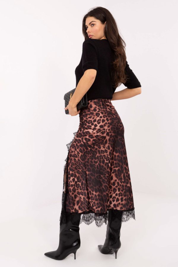 Brown Skirt in Skirts with Spandex, Polyester and Viscose