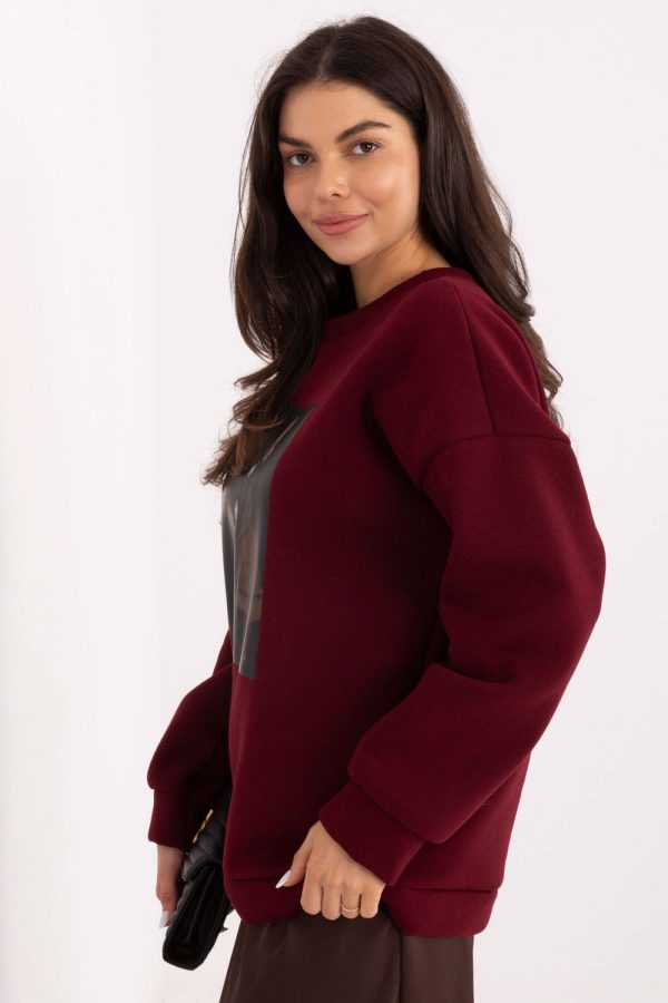 Red Sweatshirt in Sweatshirts For Women with Cotton and Spandex