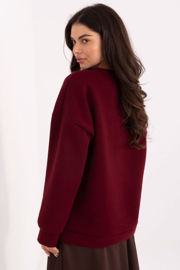 Red Sweatshirt in Sweatshirts For Women with Cotton and Spandex