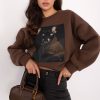 Brown Sweatshirt in Sweatshirts For Women with Cotton and Spandex