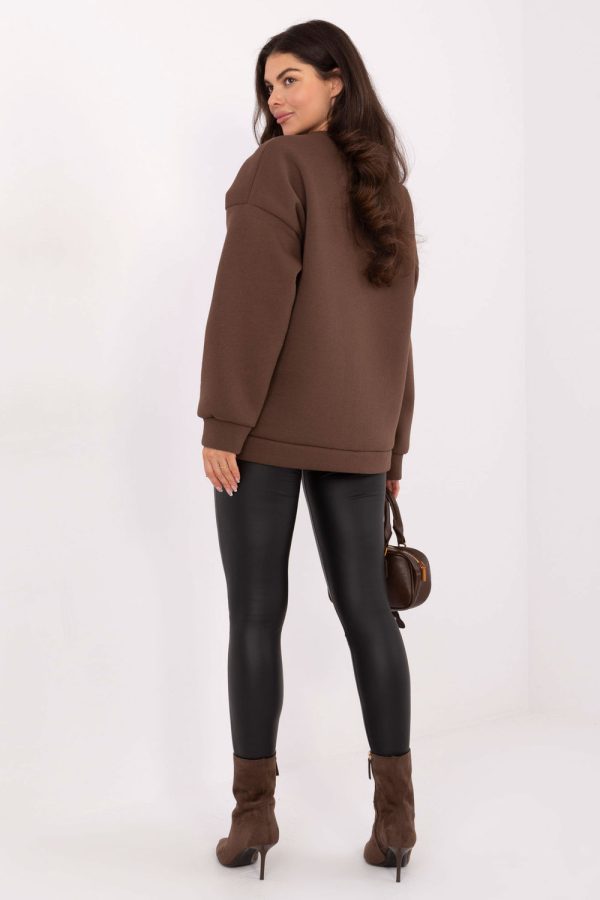 Brown Sweatshirt in Sweatshirts For Women with Cotton and Spandex