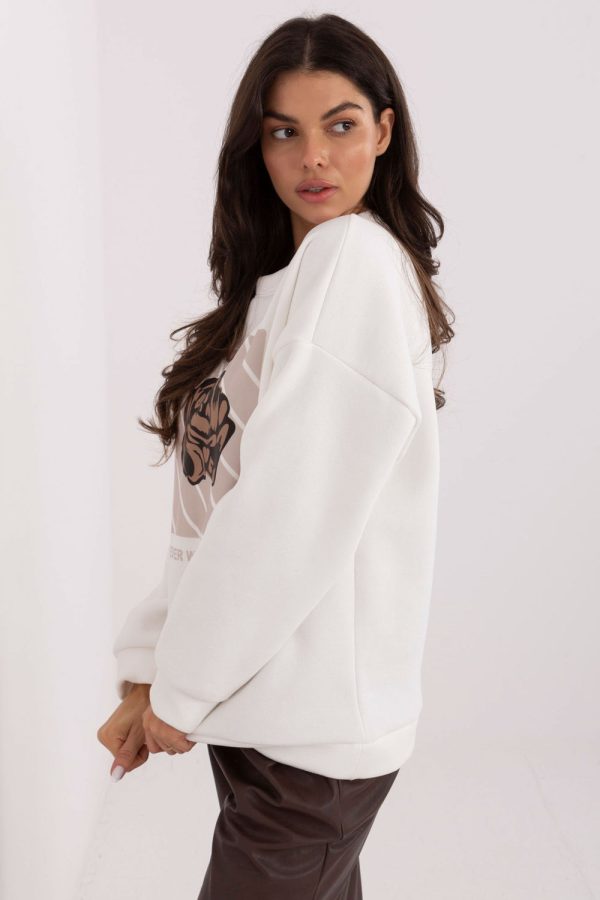 Beige Sweatshirt in Sweatshirts For Women with Cotton and Spandex