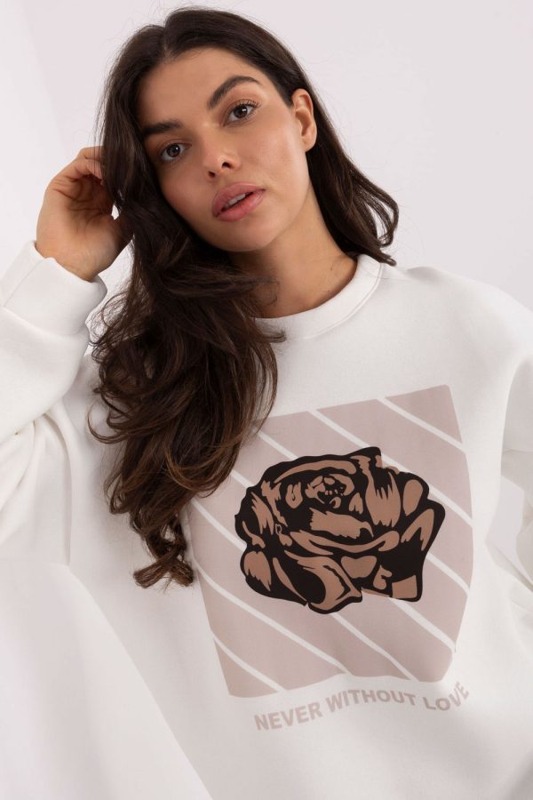 Beige Sweatshirt in Sweatshirts For Women with Cotton and Spandex