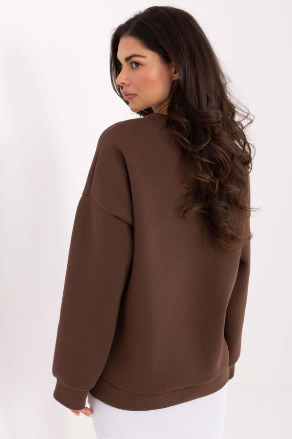 Brown Sweatshirt in Sweatshirts For Women with Cotton and Spandex