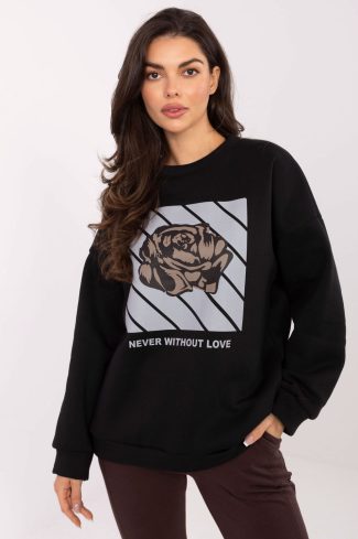 Black Sweatshirt in Sweatshirts For Women with Cotton and Spandex