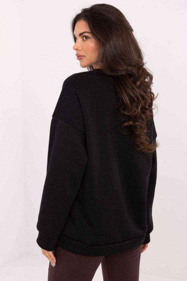 Black Sweatshirt in Sweatshirts For Women with Cotton and Spandex