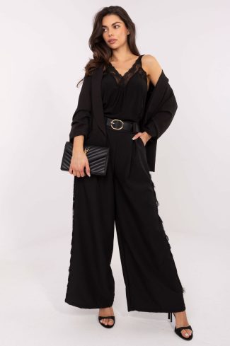 Black Women Trousers in Pants, Trousers, Shorts with Spandex and Viscose