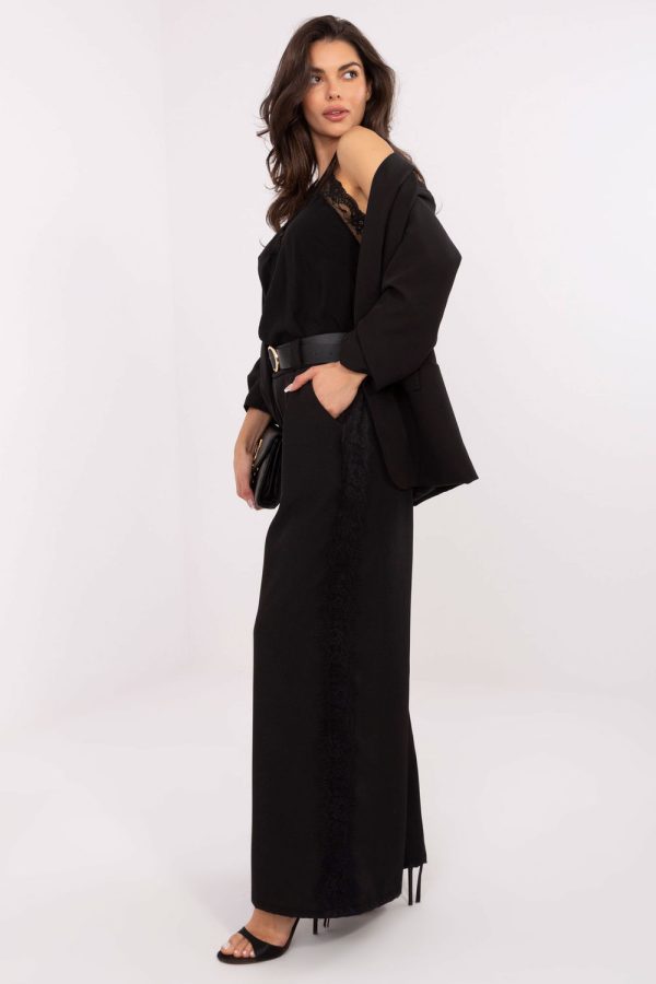 Black Women Trousers in Pants, Trousers, Shorts with Spandex and Viscose
