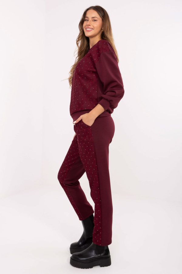 Red Set in Pants, Trousers, Shorts with Spandex and Viscose