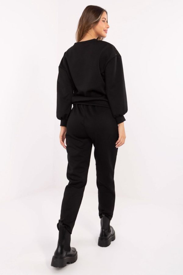 Black Set in Pants, Trousers, Shorts with Spandex and Viscose