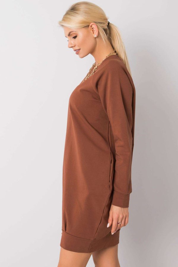 Brown Daydress in Day Dresses with Cotton and Spandex