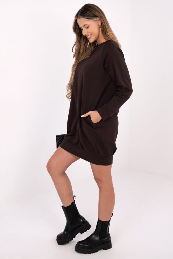 Brown Daydress in Day Dresses with Cotton and Spandex