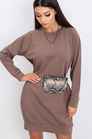 Brown Daydress in Day Dresses with Cotton and Spandex