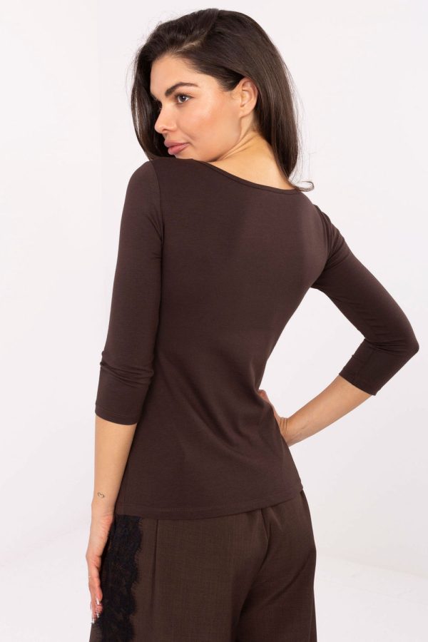 Brown Blouse in Women`s Blouses, Tunics with Cotton and Spandex