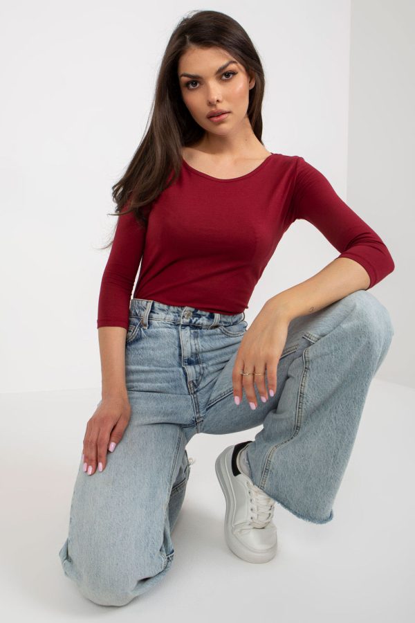 Red Blouse in Women`s Blouses, Tunics with Cotton and Spandex