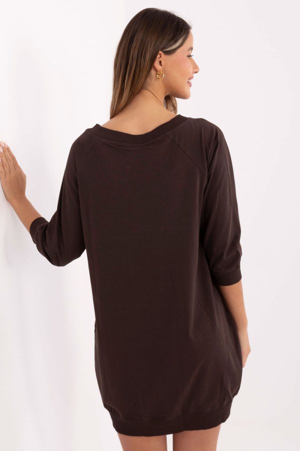 Brown Daydress in Day Dresses with Cotton and Spandex