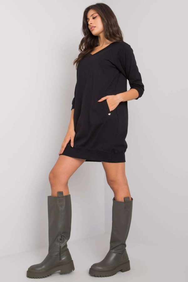 Black Daydress in Day Dresses with Cotton and Spandex