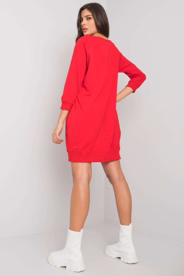 Red Daydress in Day Dresses with Cotton and Spandex