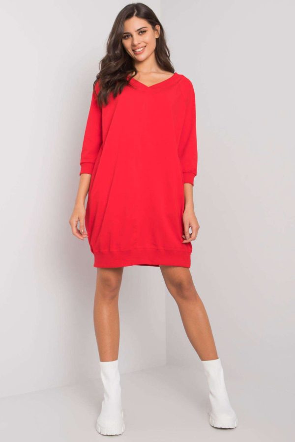 Red Daydress in Day Dresses with Cotton and Spandex