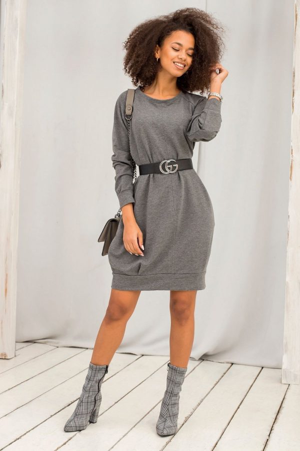 Grey Daydress in Day Dresses with Cotton and Spandex