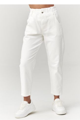 Beige Corduroy Trousers in Pants, Trousers, Shorts with Cotton and Spandex
