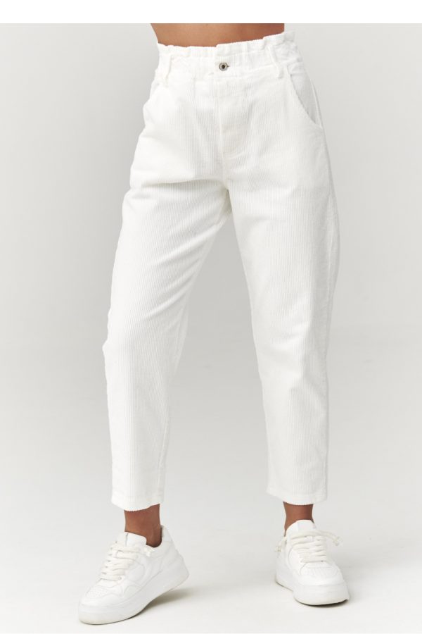 Beige Corduroy Trousers in Pants, Trousers, Shorts with Cotton and Spandex