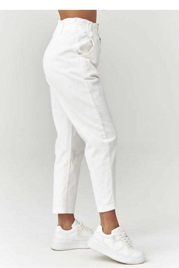 Beige Corduroy Trousers in Pants, Trousers, Shorts with Cotton and Spandex