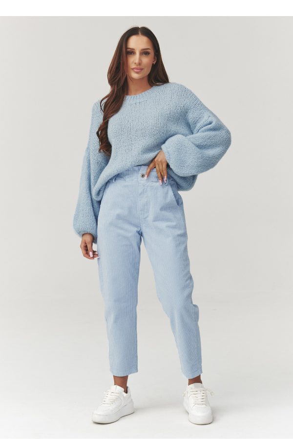 Blue Corduroy Trousers.Cotton and Spandex