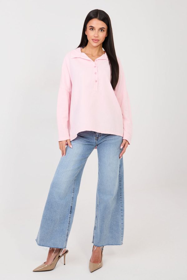 Pink Blouse in Women`s Blouses, Tunics with Cotton and Spandex