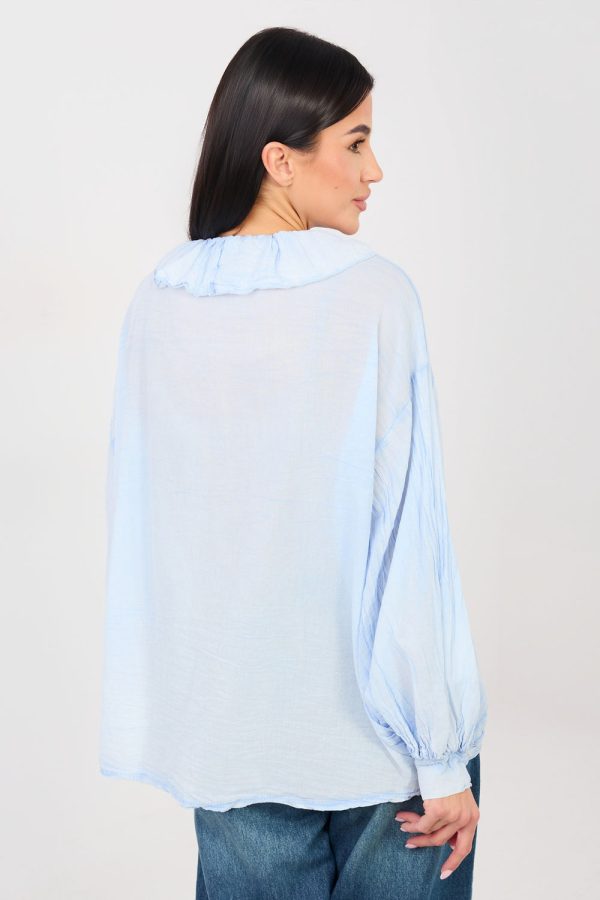 Blue Blouse in Women`s Blouses, Tunics with Cotton