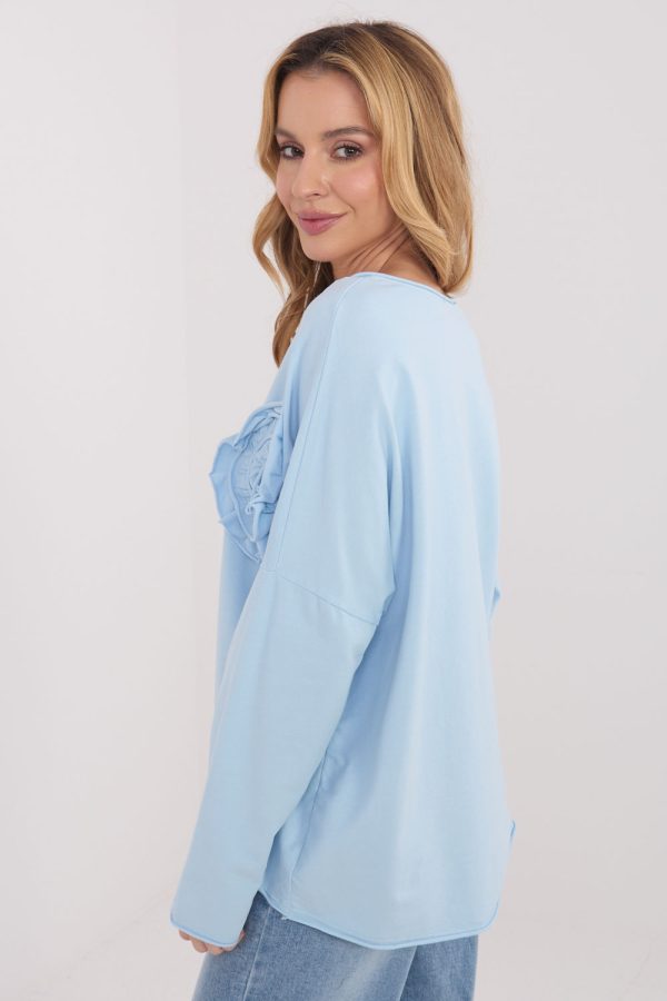 Blue Blouse in Women`s Blouses, Tunics with Cotton and Spandex