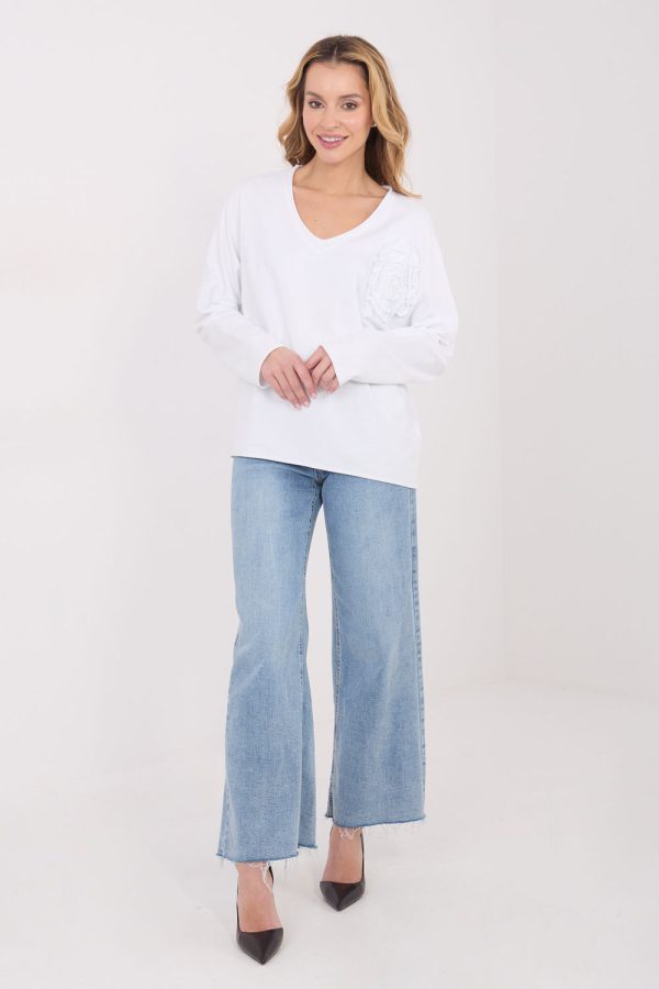 White Blouse in Women`s Blouses, Tunics with Cotton and Spandex