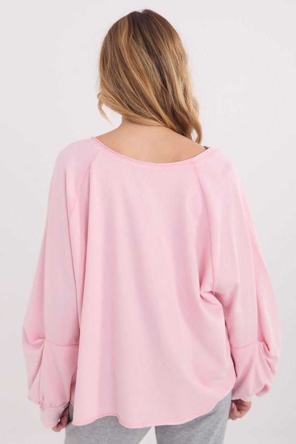 Pink Long Sleeve Shirt in Shirts For Women with Cotton and Spandex