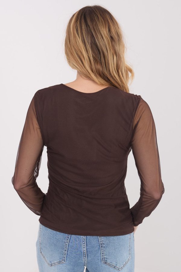 Brown Blouse in Women`s Blouses, Tunics with Spandex and Polyester