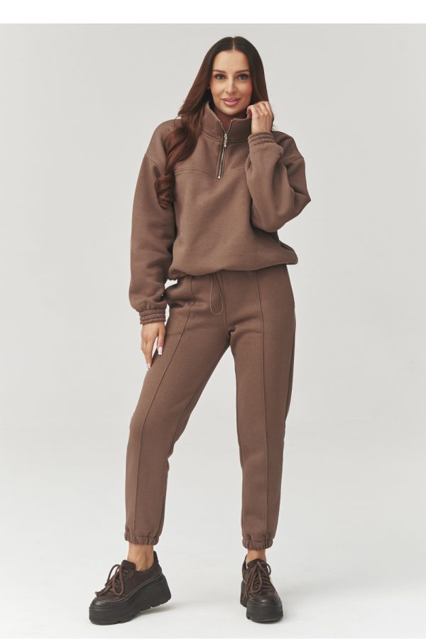 Brown Set in Pants, Trousers, Shorts with Cotton and Spandex