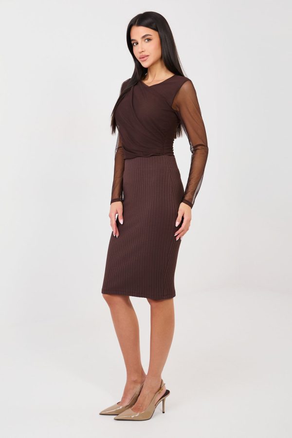 Brown Skirt in Skirts with Cotton and Spandex