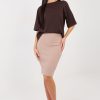 Beige Skirt in Skirts with Cotton and Spandex