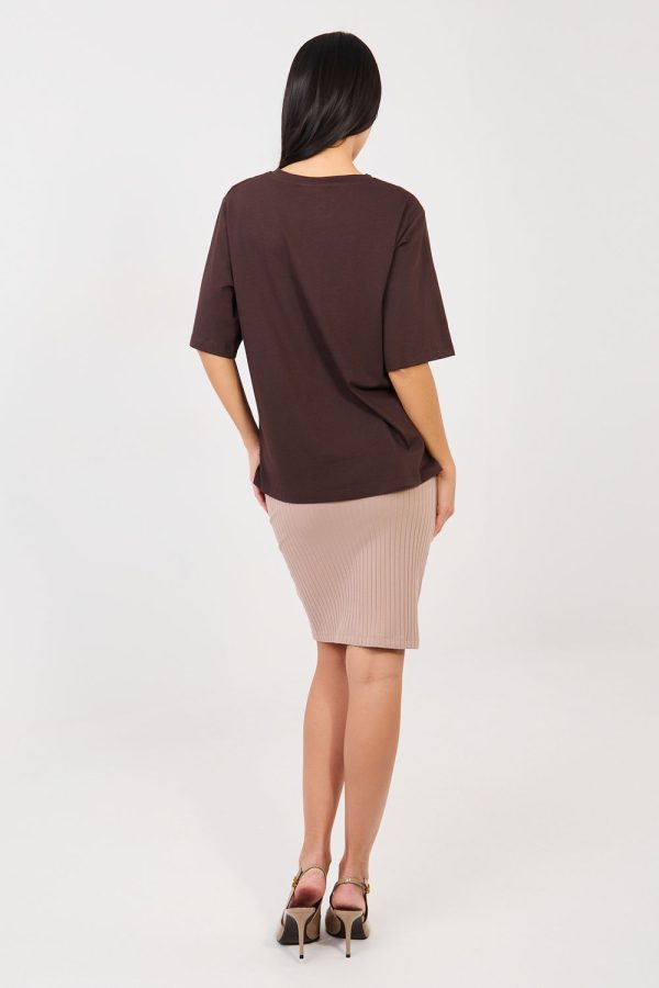 Beige Skirt in Skirts with Cotton and Spandex
