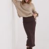 Brown Skirt in Skirts with Cotton and Spandex
