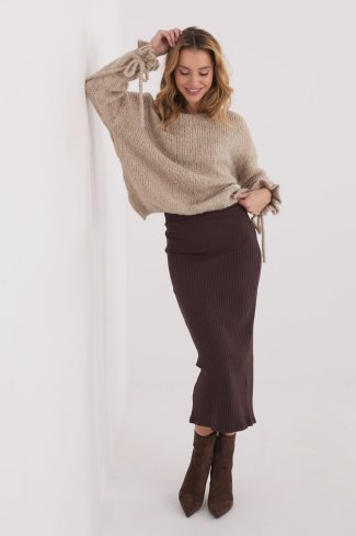 Brown Skirt in Skirts with Cotton and Spandex