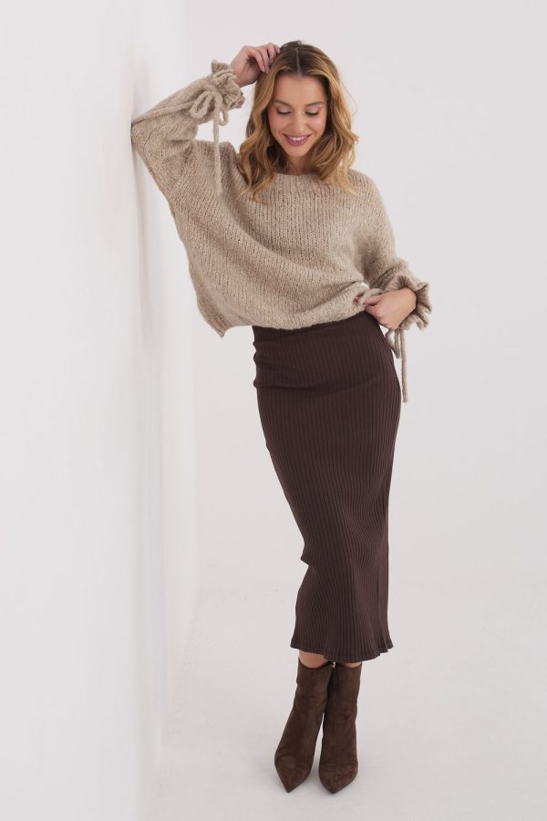 Brown Skirt in Skirts with Cotton and Spandex