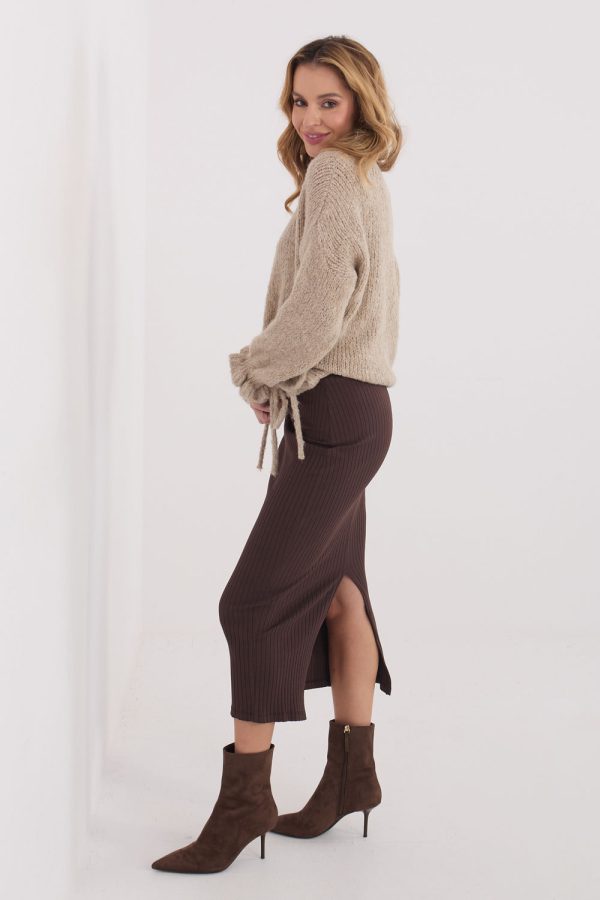 Brown Skirt in Skirts with Cotton and Spandex