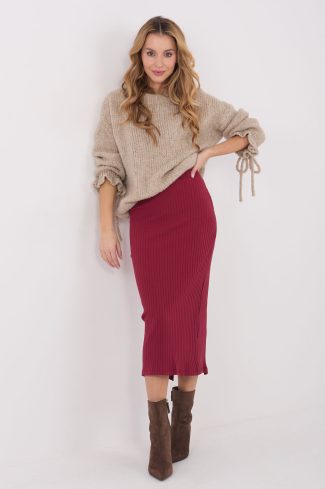 Red Skirt in Skirts with Cotton and Spandex