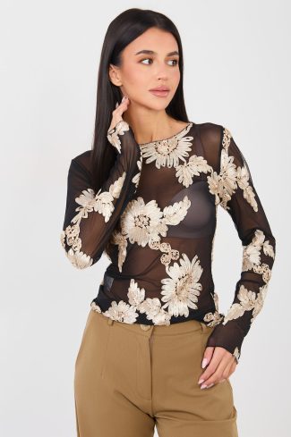 Beige Blouse in Women`s Blouses, Tunics with Spandex and Polyester