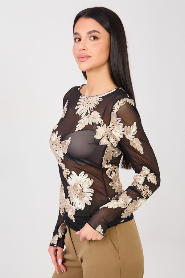 Beige Blouse in Women`s Blouses, Tunics with Spandex and Polyester