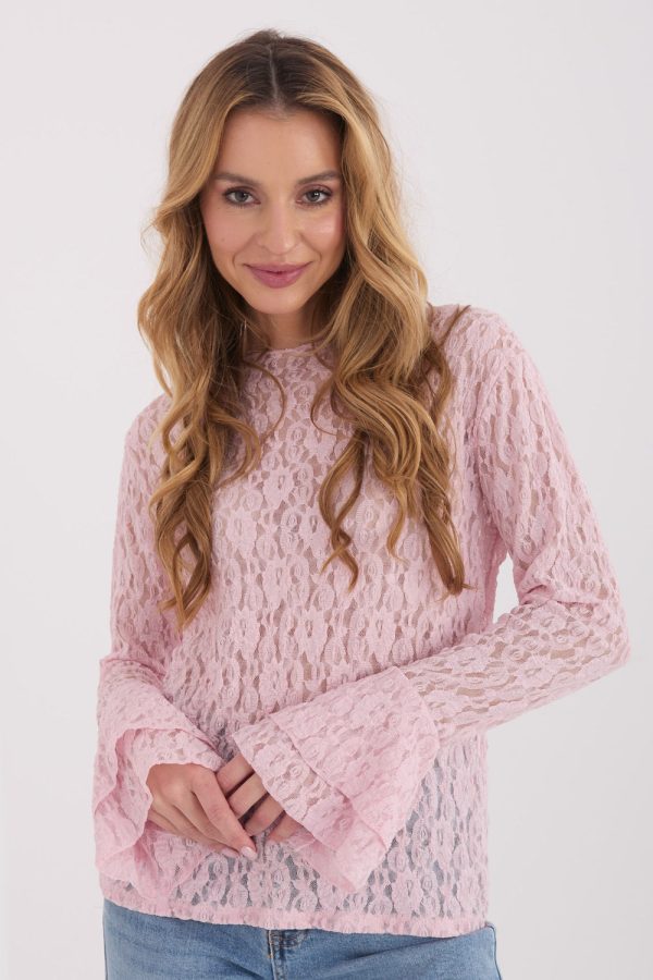 Pink Lace Blouse in Women`s Blouses, Tunics with Spandex and Viscose