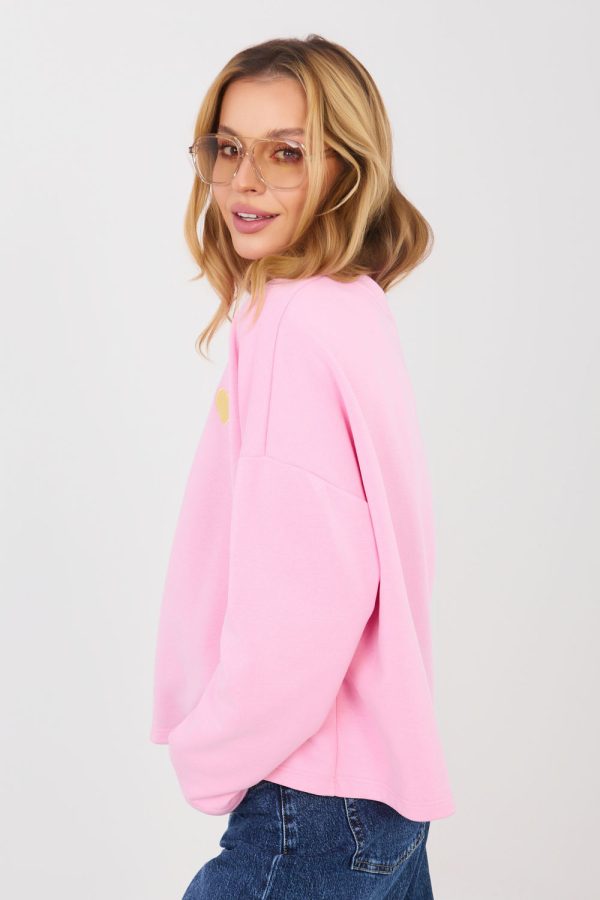 Pink Sweatshirt in Sweatshirts For Women with Cotton and Polyester