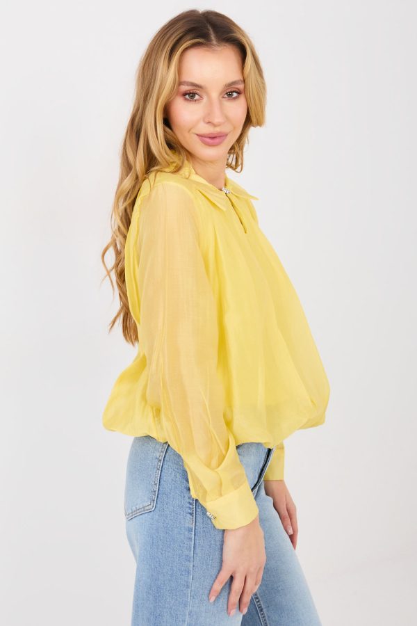 Yellow Blouse in Women`s Blouses, Tunics with Polyester and Tencel