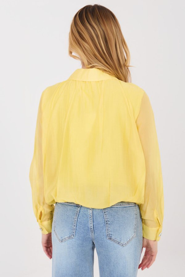 Yellow Blouse in Women`s Blouses, Tunics with Polyester and Tencel