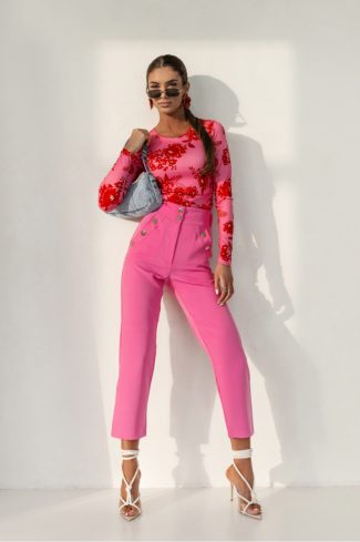 1111011 Pink Women Trousers in Pants, Trousers, Shorts with Spandex and Viscose